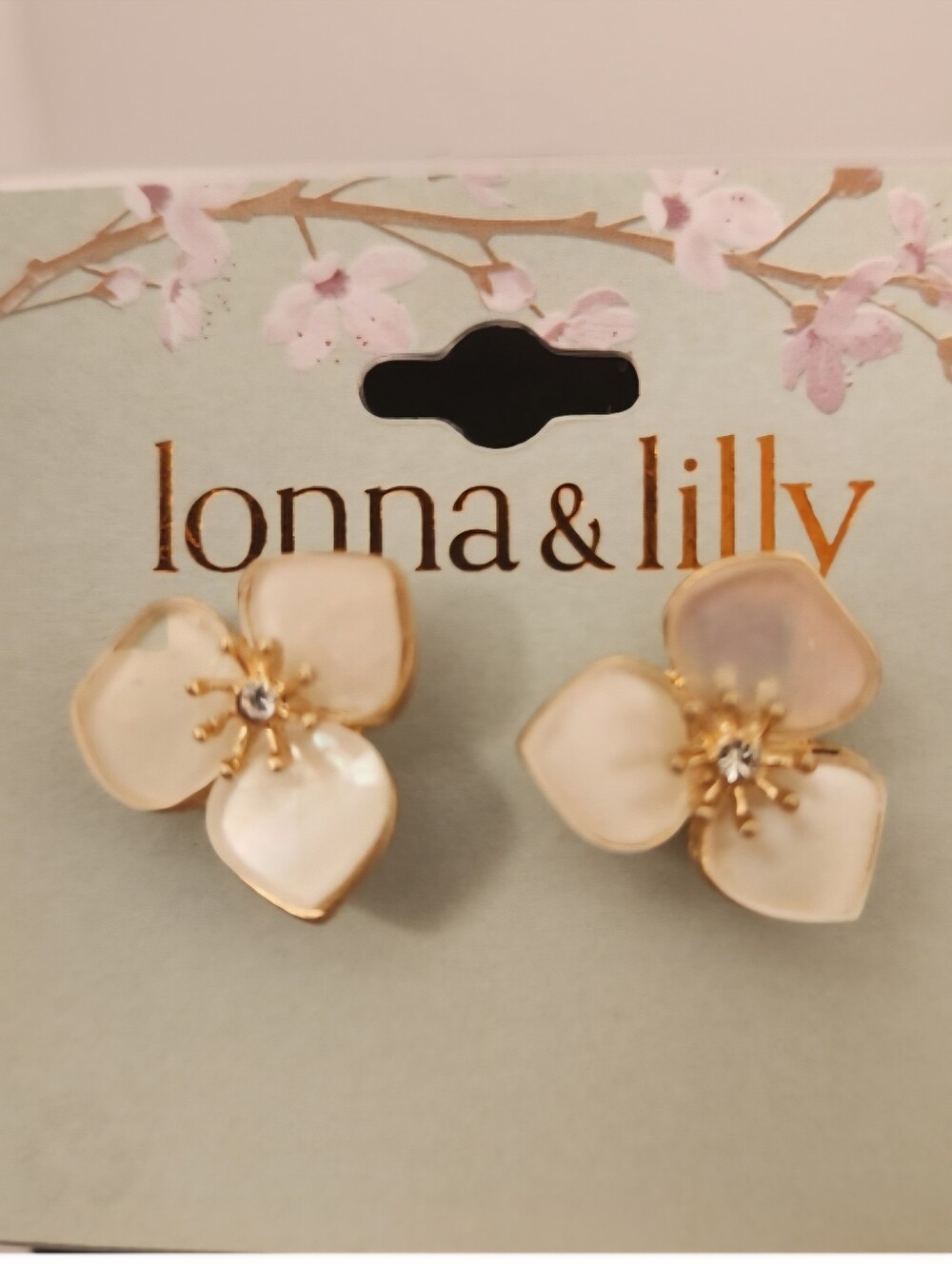 Lonna & Lilly Gold-Tone Pavé & Mother-of-Pearl Flower Stud Earrings